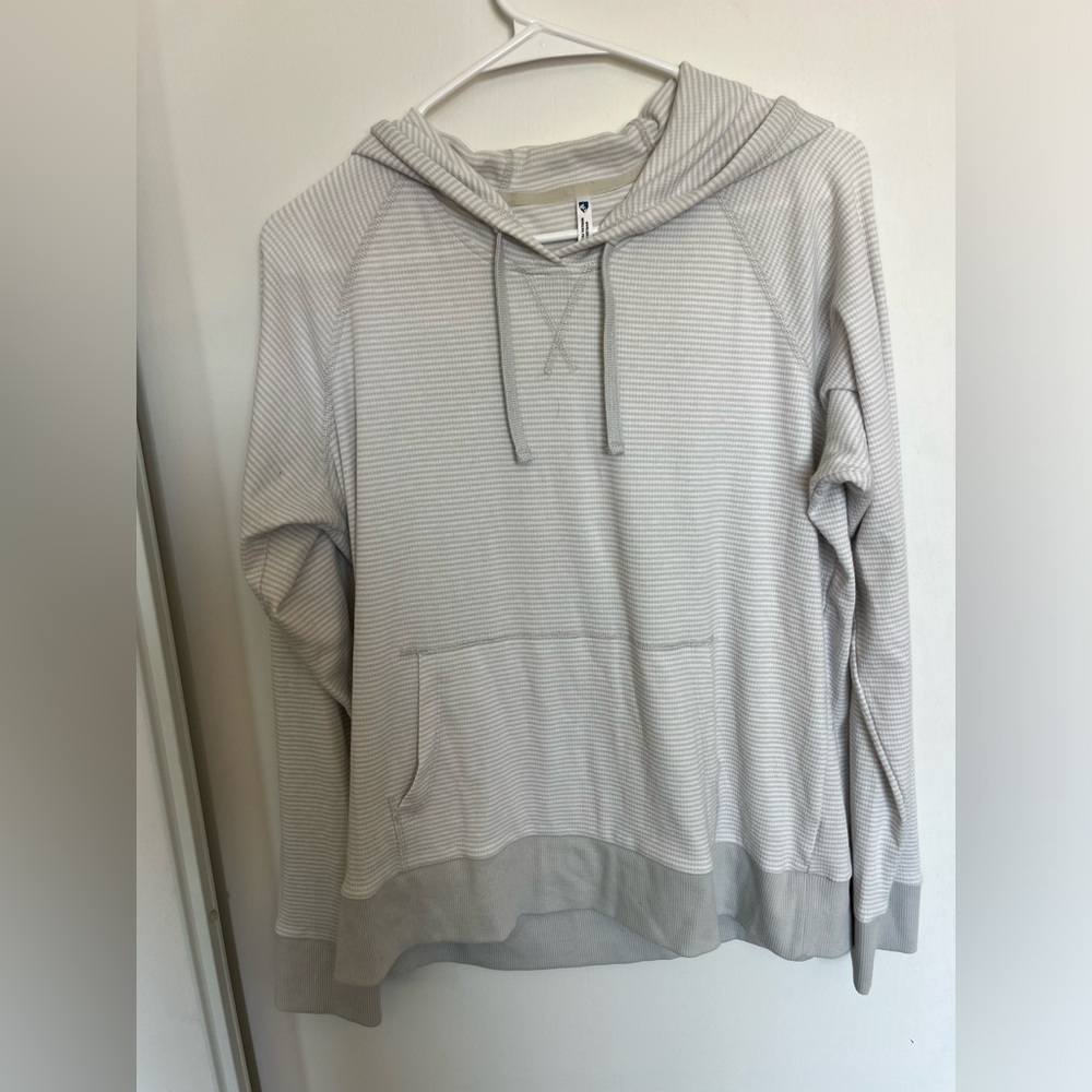 Women’s Kuhl Hooded Pullover, Size‎ L, Striped Gray & White